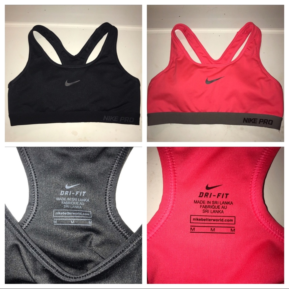 🌟2 NIKE PRO SPORTS BRAS🌟 Black & Hot Pink Size M